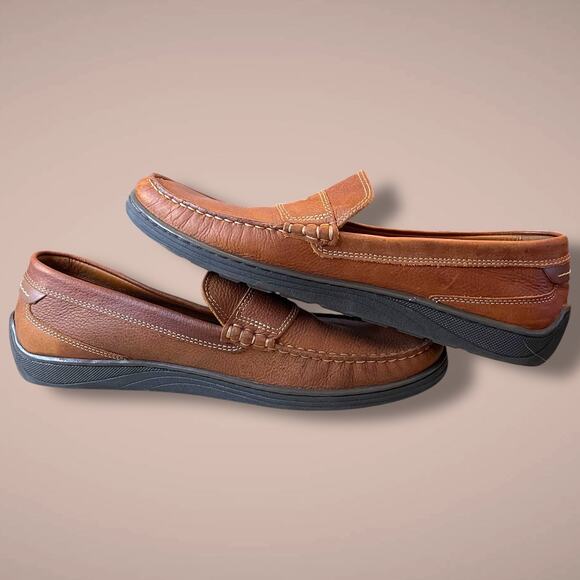 Men's JOHNSTON & MURPHY Brown Leather Penny Loafers Look New To Me - Picture 9 of 13
